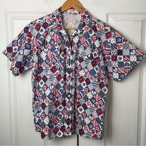 Heart Print Button Down Shirt